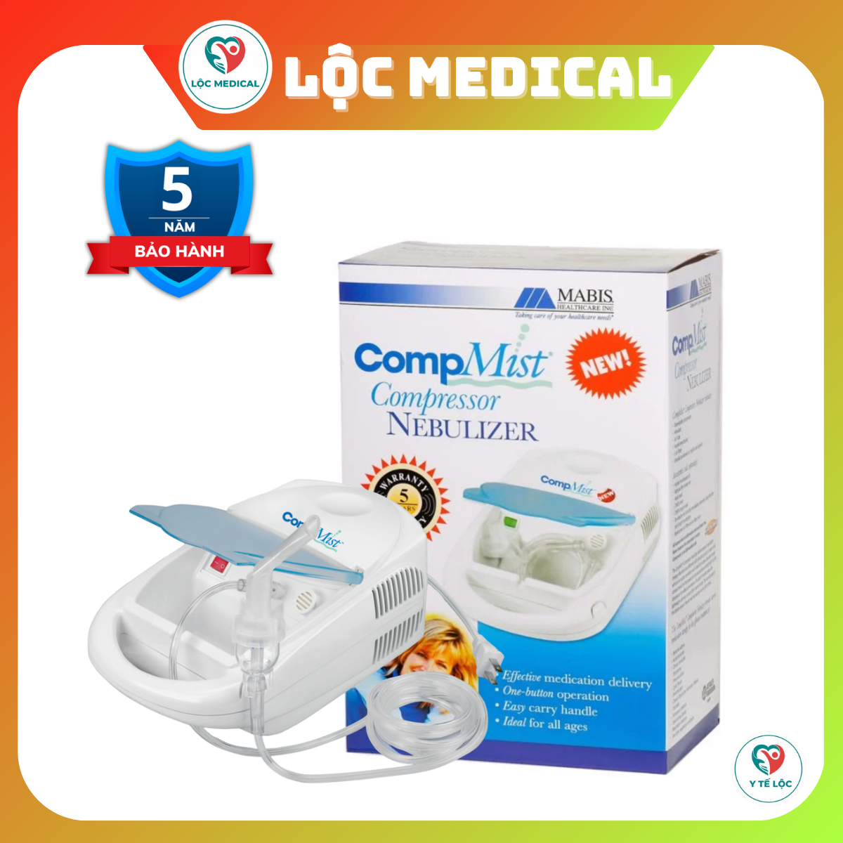 Máy xông mũi họng COMPMIST hỗ trợ hô hấp như: viêm phế quản, rối loạn hô hấp, viêm xoang, hen suyễn…