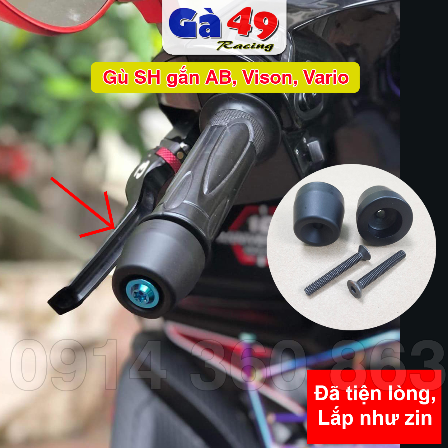 Gù SH 150 tiện lòng lắp cho Airblade, Vision, Vario