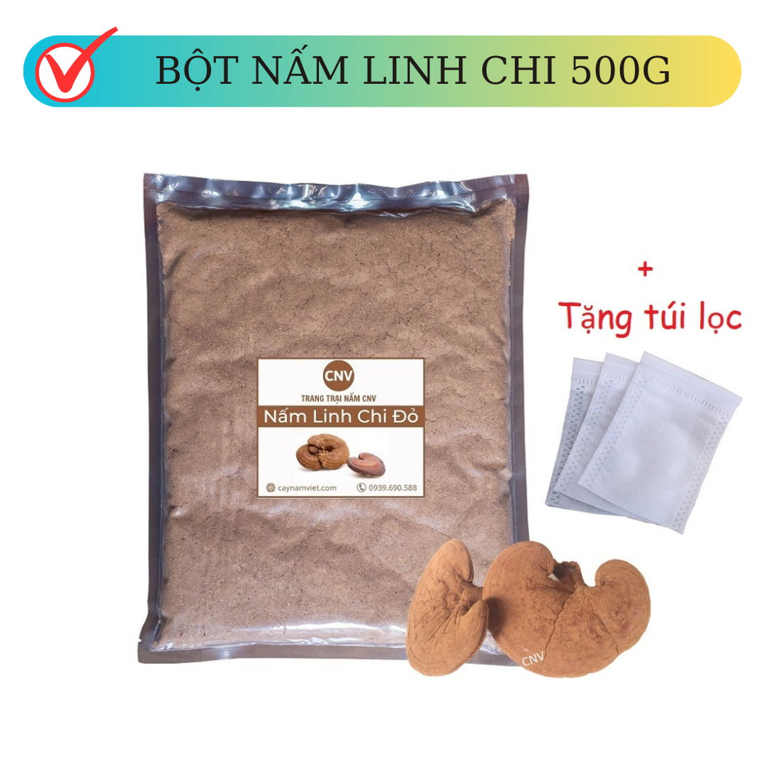 Bột nấm linh chi đỏ Việt Nam 500g Xích chi 80% + Hồng chi 20% - Cây Nấm
