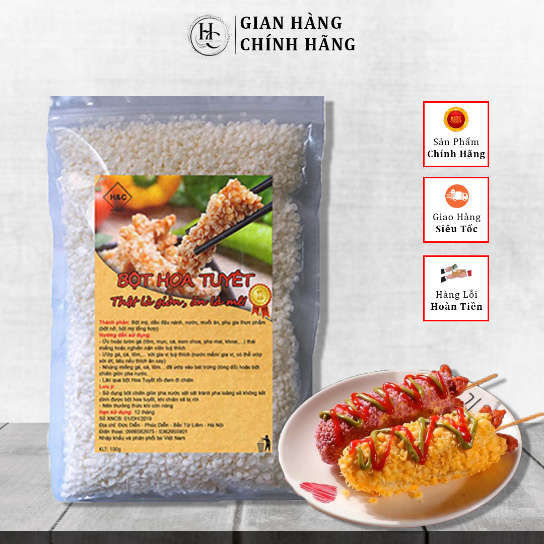Bột hoa tuyết chiên xù 100g - giòn tan màu trắng