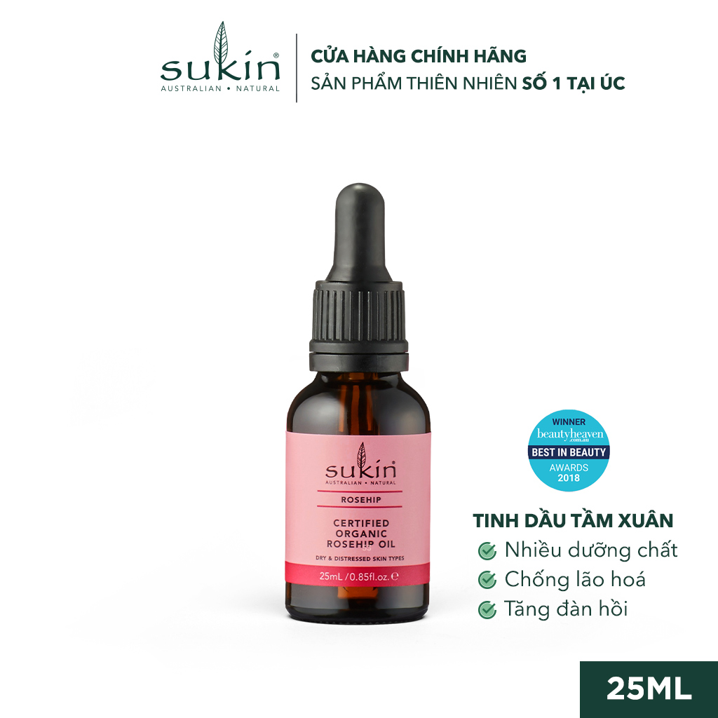 Tinh Dầu Tầm Xuân Sukin Certified Organic Rosehip Oil 25ml [HSD: 20/10/2024]