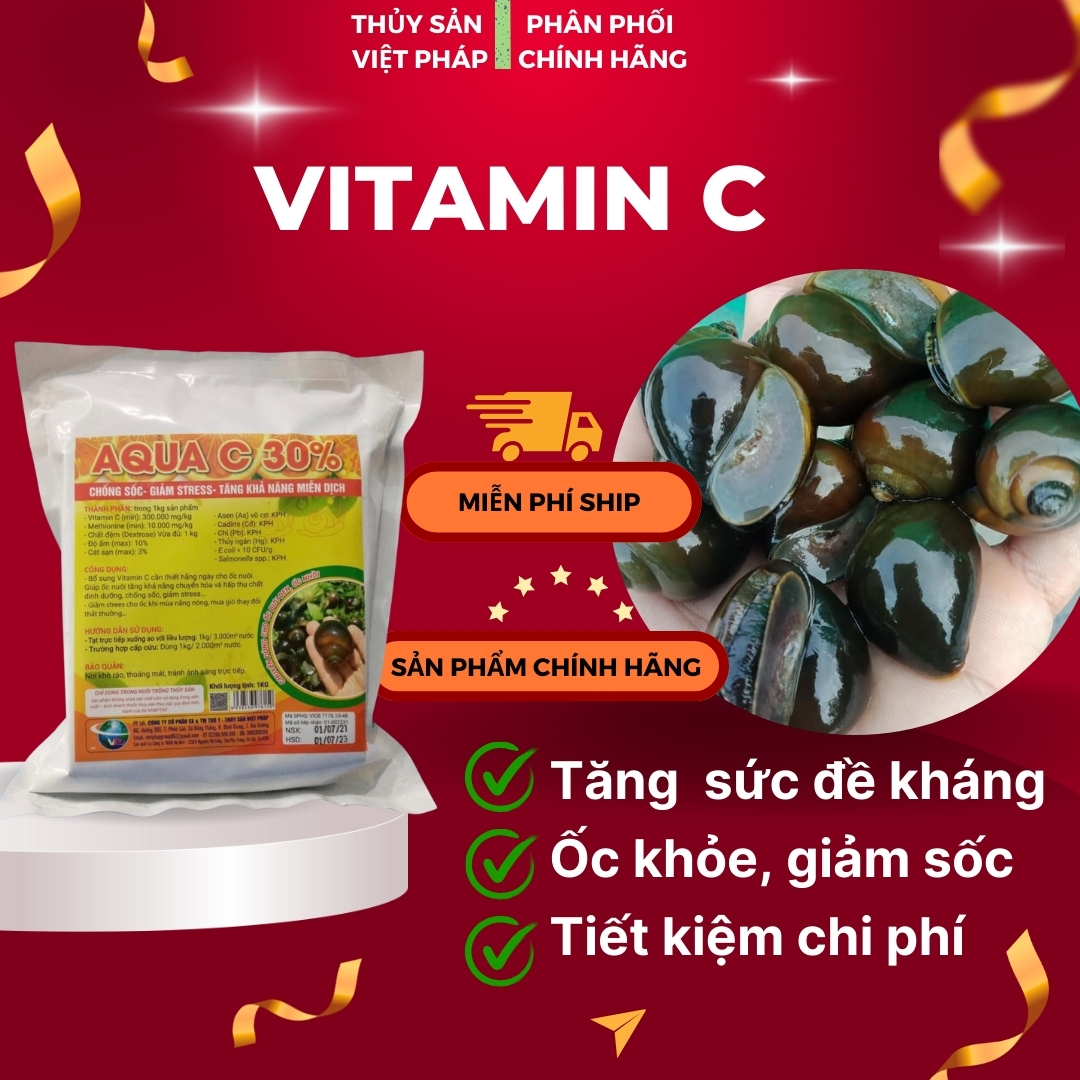 VitaminC chống sốc, giảm stress cho Ốc, Ếch, Tôm, Cá