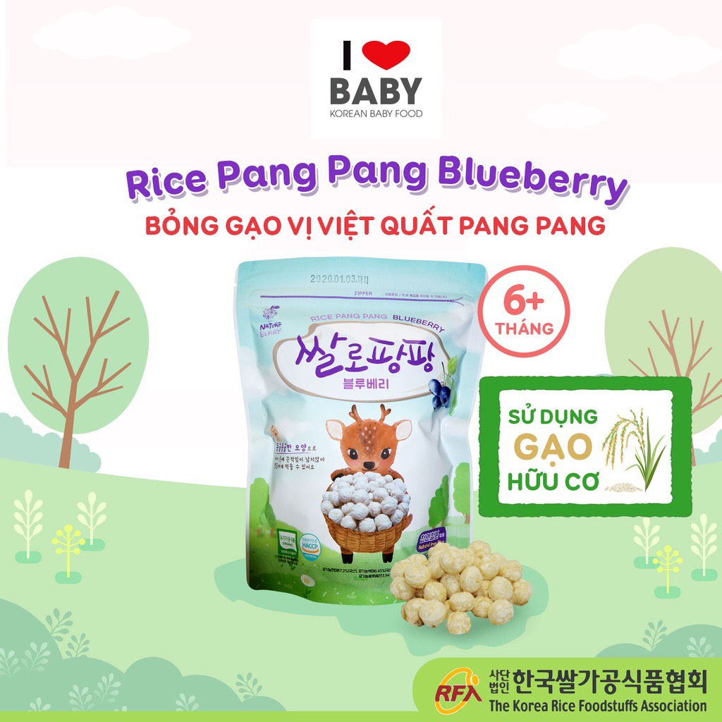 Bỏng gạo hữu cơ Pang Pang cho bé từ 6 tháng tuổi - Hàn Quốc