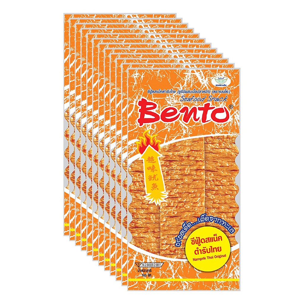 Lốc 12 gói snack mực tẩm gia vị thái bento - đồ ăn vặt