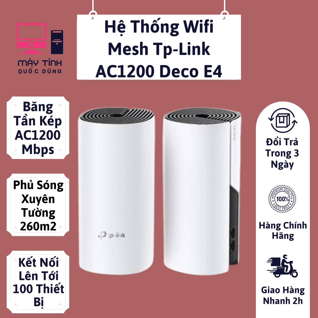 Wi-fi mesh deco e4 cho toàn ngôi nhà ac1200 - hàng chính hãng i máy tính quốc dũng