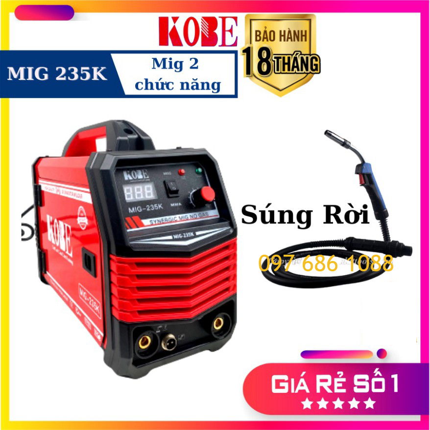 Máy hàn mig mini kobe mig 235k + fuji mig 235f không dùng khí, máy hàn mig, máy hàn điện tử, máy hàn jasic, máy hàn giá rẻ, máy hàn mig 1kg