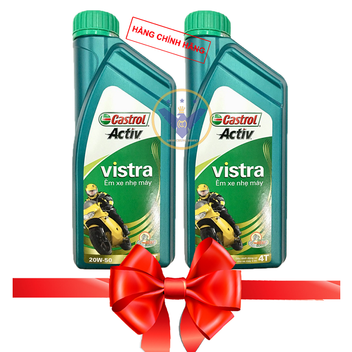 Combo 2 chai dầu nhớt xe máy castrol activ vistra 20w50 0.8l