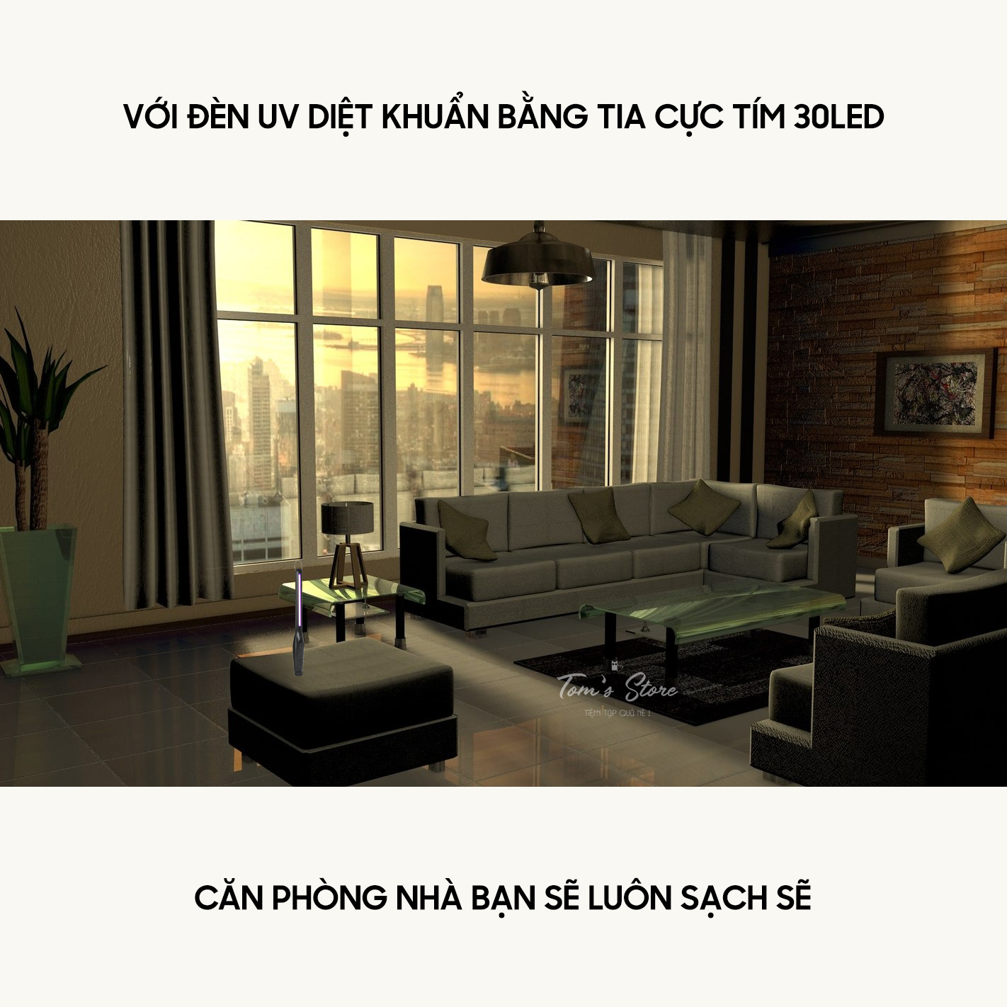 Đèn UV Diệt Khuẩn Cầm Tay Dạng Que - Khử Trùng Bằng Tia Cực Tím 30 LED (2021)