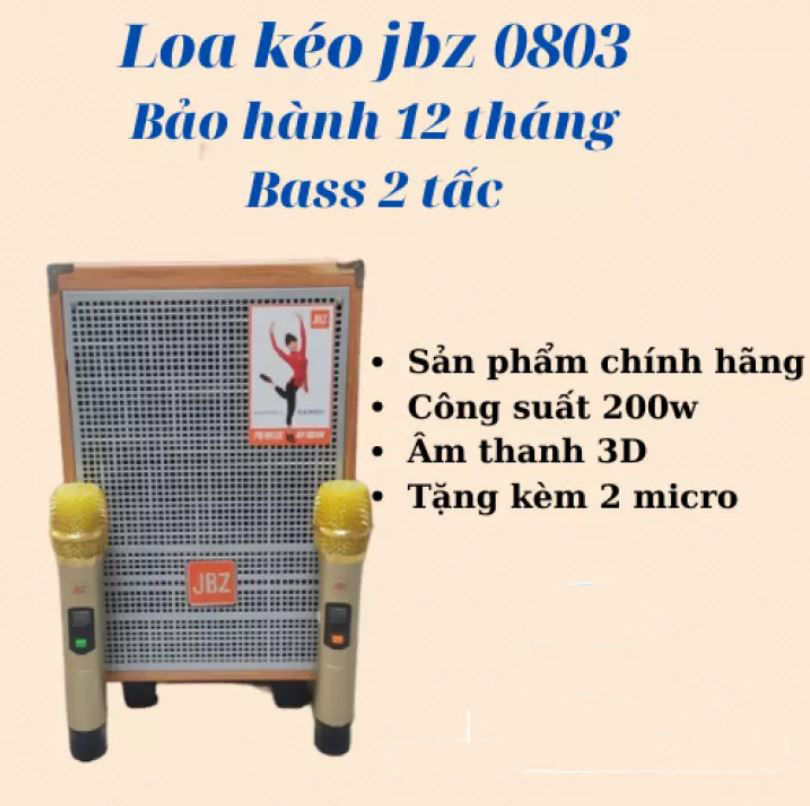 [HCM][ HÀNG HOT ] Loa Kéo Di Động JBZ 0803 Tặng 2 Micro Cao Cấp Công Suất Lớn Kết Nối Bluetooth Giảm Ồn Hút Âm Chống Rè Âm Thanh Trong Trẻo Công Nghệ Treble Đời Mới Giúp Micro Hát Nhẹ Hơn Dùng ChoHội Nghị Karaoke Gia Đình.