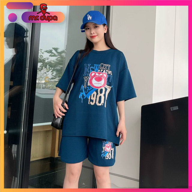 Set bộ quần áo gấu hồng đi làm đi chơi 2023