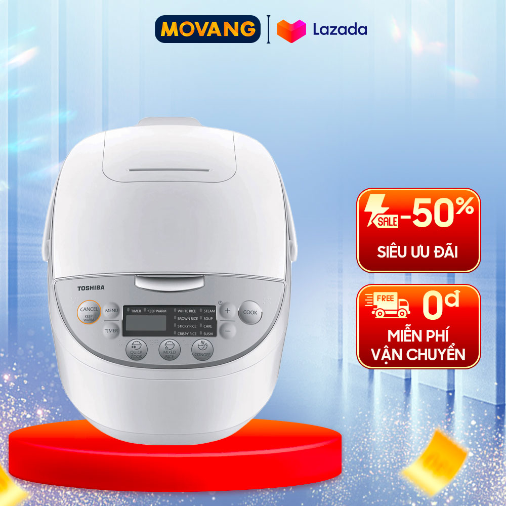 - nồi cơm điện tử toshiba 1 lít rc-10dh2pv - công suất 605 w công nghệ nấu 1d hẹn giờ nấu xong