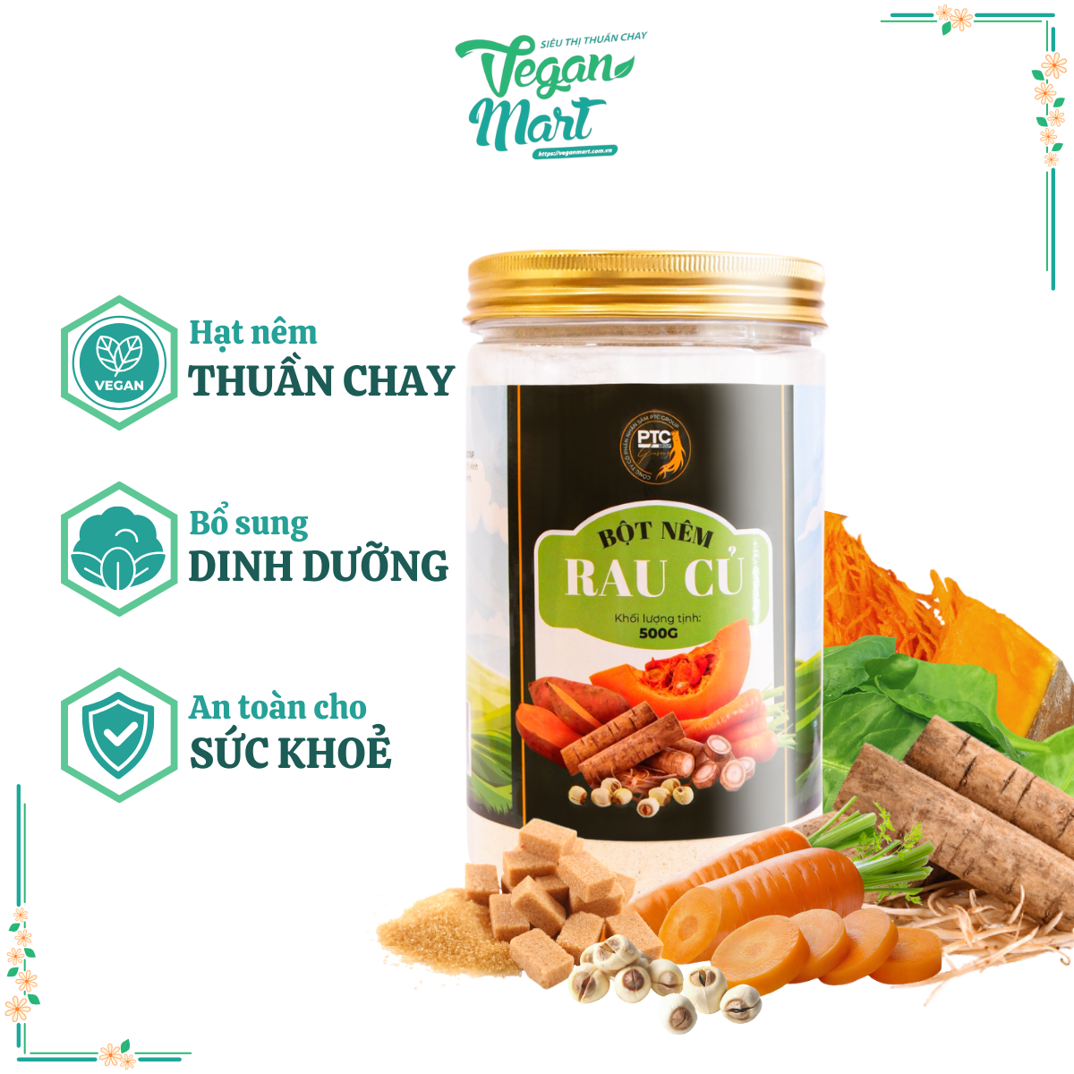 Hạt nêm rau củ thuần thiên nhiên không bột ngọt - vegan mart