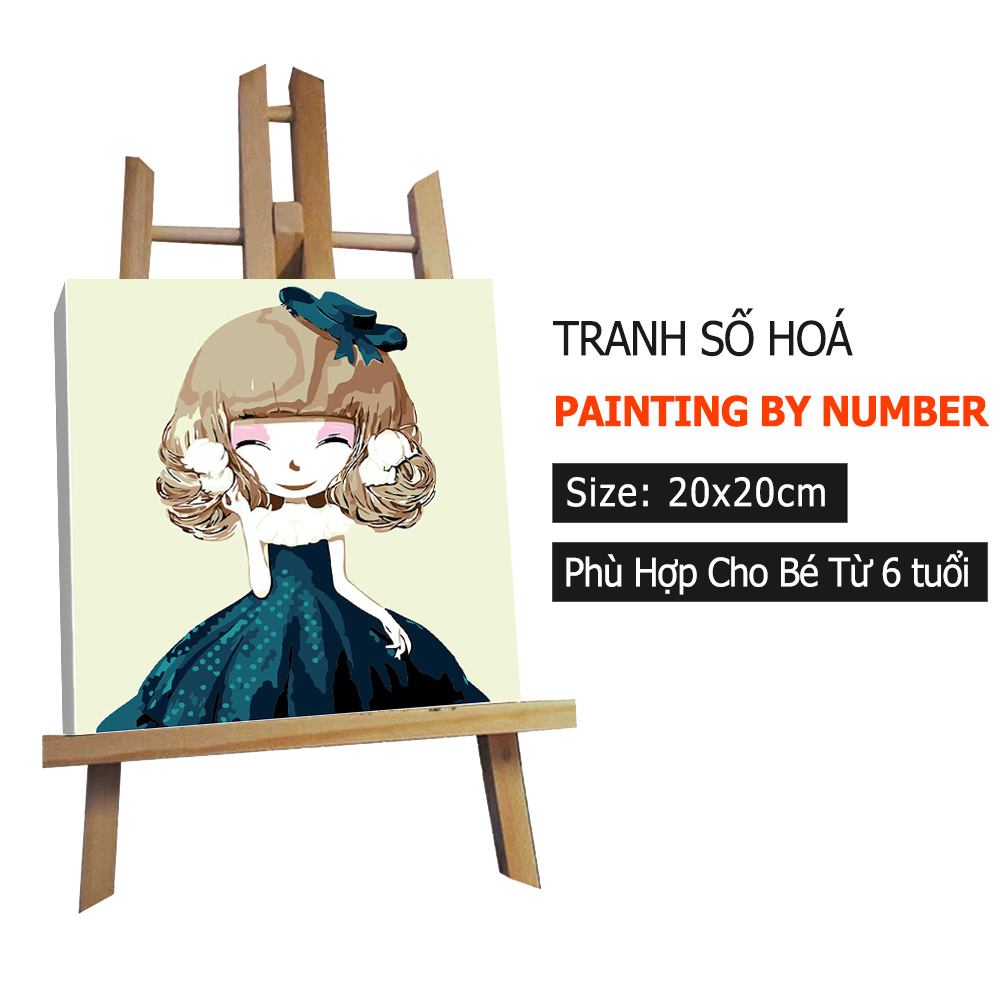 Vẽ Tranh Số Hoá Cho Bé Tập Tô Màu Nước Sơn Dầu Theo Số Size Nhỏ 20x20cm Kèm Màu Cọ Vẽ Đã Sẵn Khung Cho Trẻ Em Tự Tô - Đồ Chơi Giáo Dục Sớm Giá Rẻ - BG04 Bé Hoa Huệ