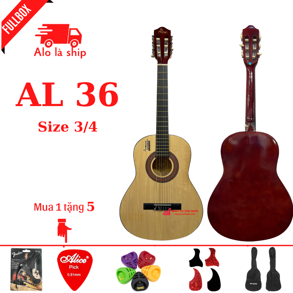 Đàn guitar classic al 36 + tặng kèm bộ phụ kiện 3 món