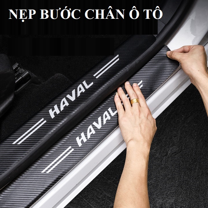 combo 4 nẹp bước chân, 4 nẹp carbon chống trầy sơn ô tô, nẹp cửa ô tô