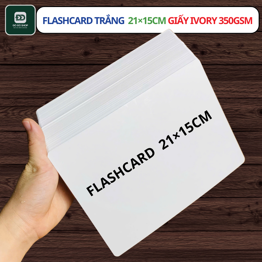 Thẻ Bìa Cứng Dùng Làm Flashcard Trắng Thẻ Học Cho Bé Kích Thước To A5 Chất Liệu Giấy Cao Cấp Ivory 350gsm Dodoshop