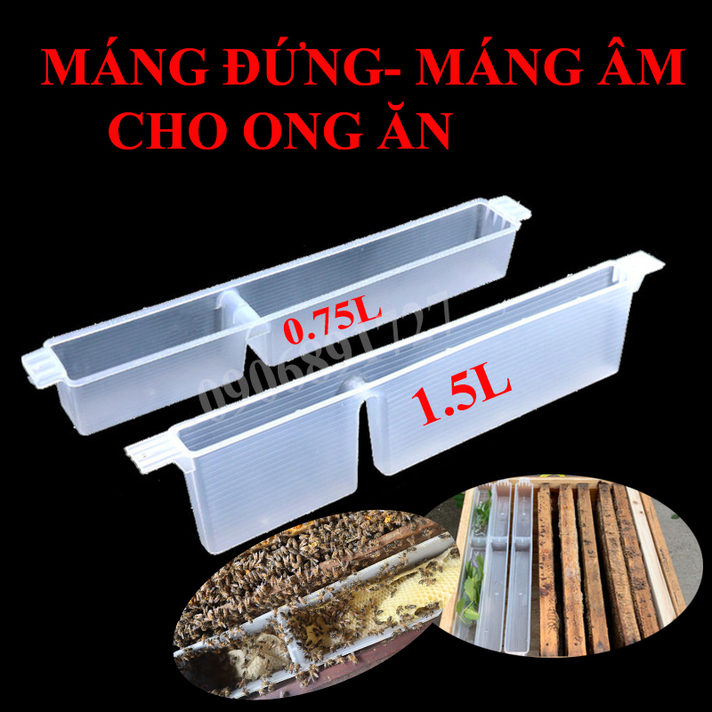 Máng đứng, máng âm cho ong ngoại ăn dung tích 0.75l, 1,5l