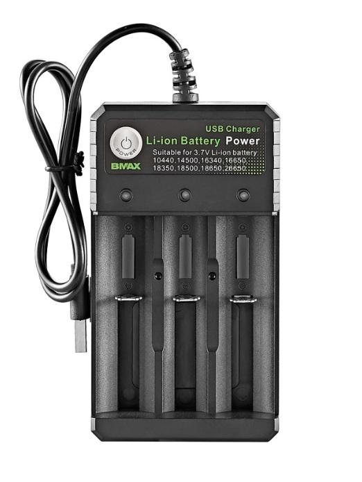 Sạc Pin BMAX cho pin 3.7V 18650, 18500, 18350, 16650, 16340, 14500, 10440, 26650