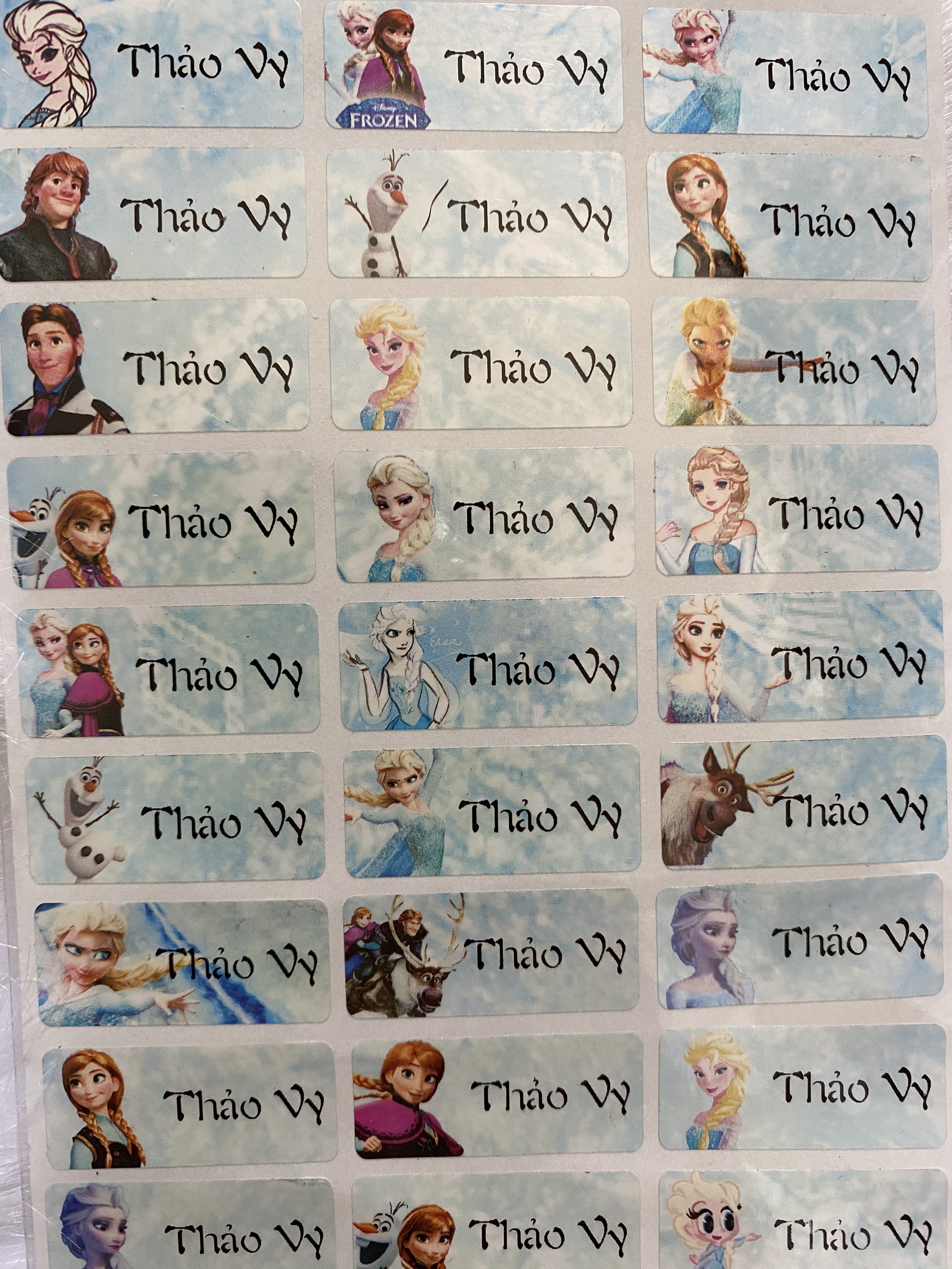 [HCM]Sticker Cute Dán Tên Riêng - Công chúa Elsa dễ thương (36 tem 3.0x1.3cm)