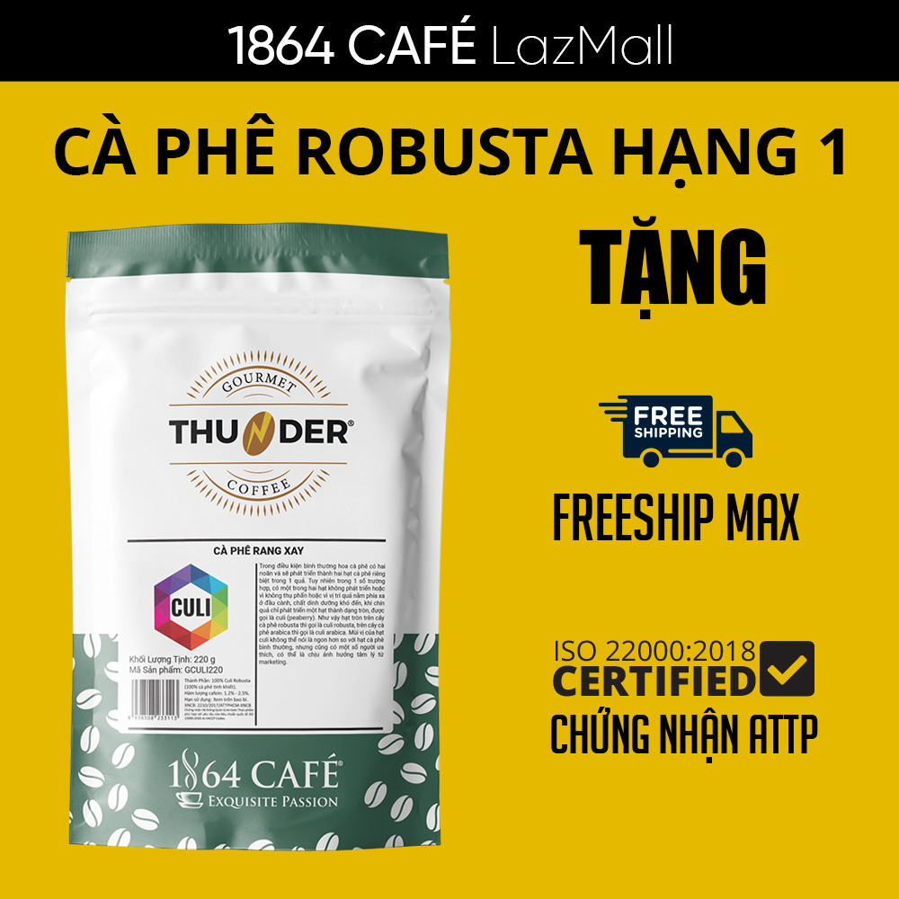 220g cà phê culi bột lâm đồng - đà lạt - 1864 café