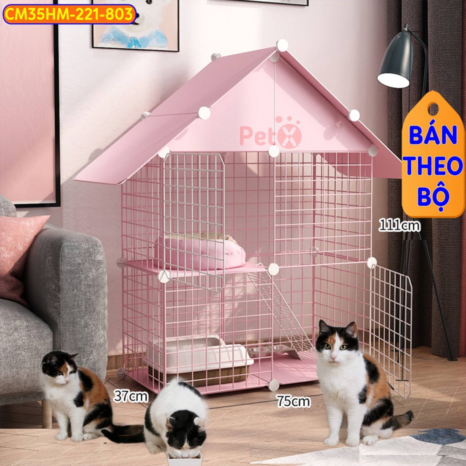 Chuồng mèo 3 tầng 2 tầng giá rẻ đẹp lắp ɡhép đa năng đơn giản với lưới sắt sơn tĩnh điện làm lồng quây thú cưng
