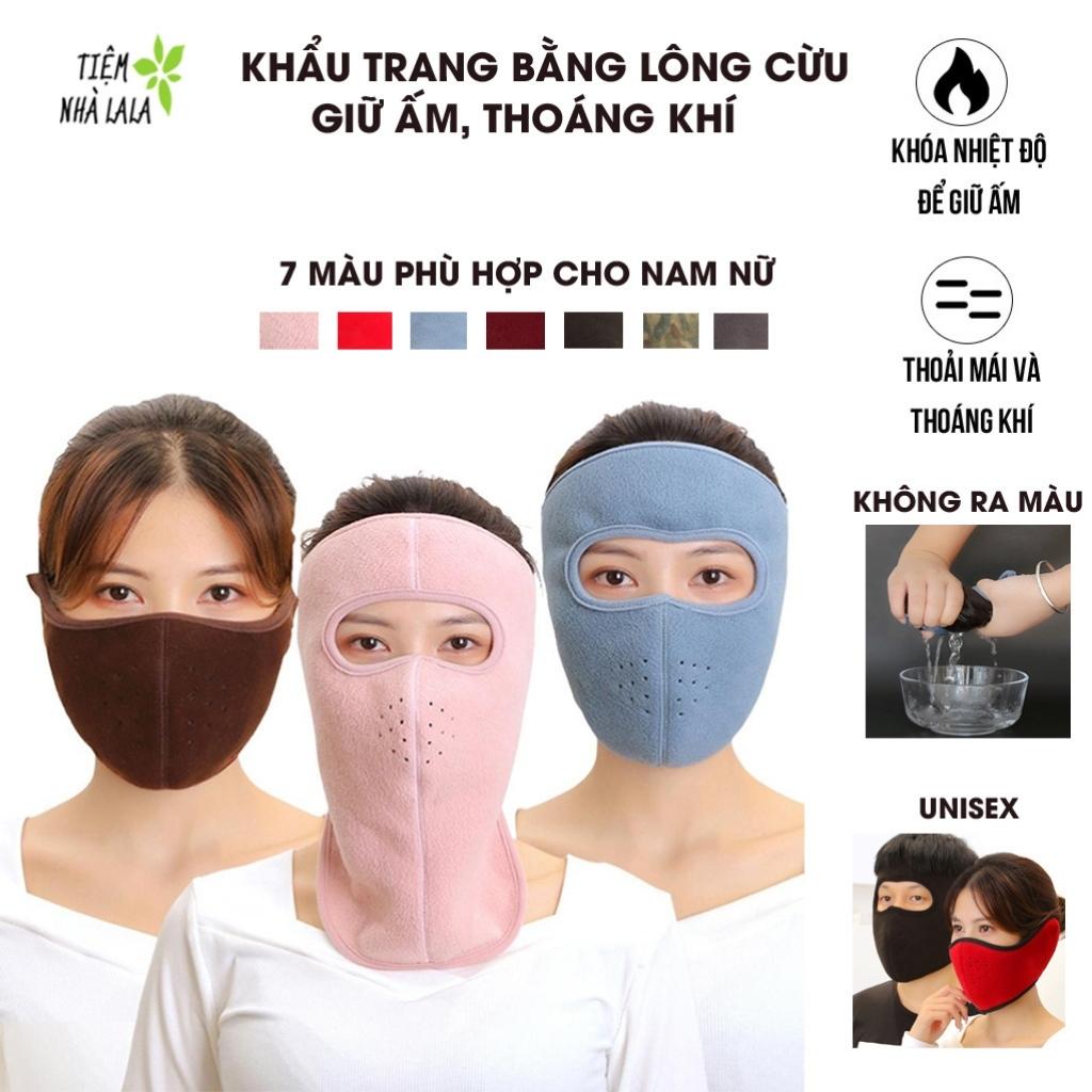 Khẩu trang lông cừu 2 lớp giữ ấm mùa đông che kín cổ bảo vệ mắt ngăn chặn hơi nước, mặt nạ ninja chống bụi chống nắng đi phượt đi xe máy KT1 - Tiệm nhà LALA