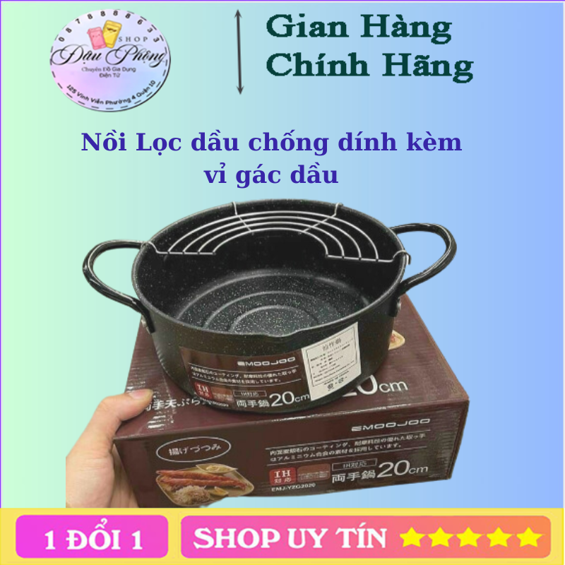 Nồi lọc dầu chống dính kèm vỉ gác dầu 18 cmsiêu tiện lợi không lo tốn nhiều dầu mỡ khi chiên