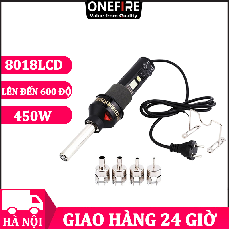 Máy khò nhiệt cầm tay 8018,máy khò nhiệt đa năng,máy khò linh kiện điện tử,450W,có màn hình lcd hiển thị nhiệt,bảo hành 1 năm