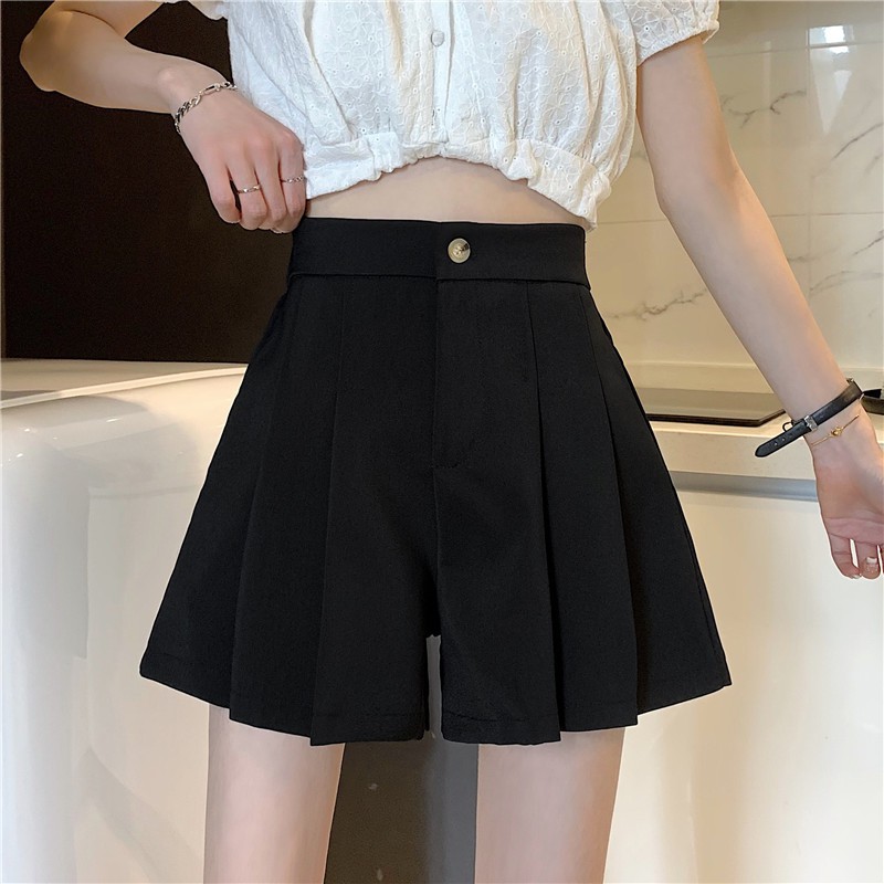Quần short nữ lưng cao xếp ly CHAT cao cấp Hàn Quốc đẹp Q052