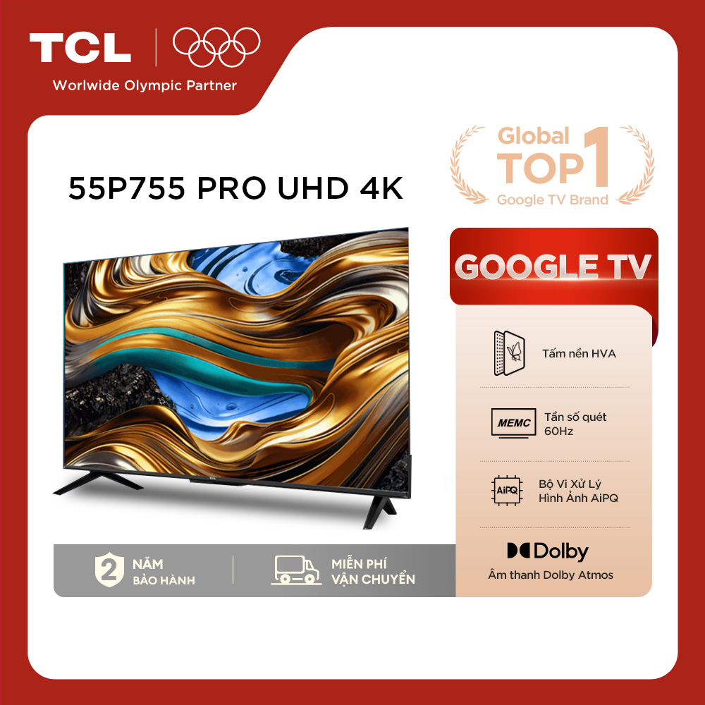 【Uhd 4K】55Inch - Smart Google Tv Tcl 55P755 Pro - Scanning Frequency 60Hz - Dolby Atmos - 2 Year Warranty - Genuine Product Giá 8,995,000 Đồng*Miễn phí vận chuyển