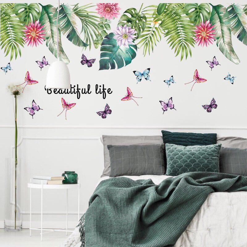 Decal dán tường mẫu lá rừng nhiệt đơi bản to nhất