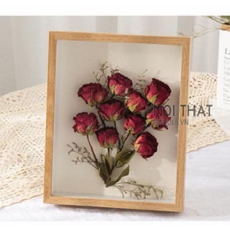 Khung ảnh gỗ decor 2 mặt trang trí hoa khô, Làm tranh handmade độc đáo, làm ảnh để bàn 2 mặt độc đáo