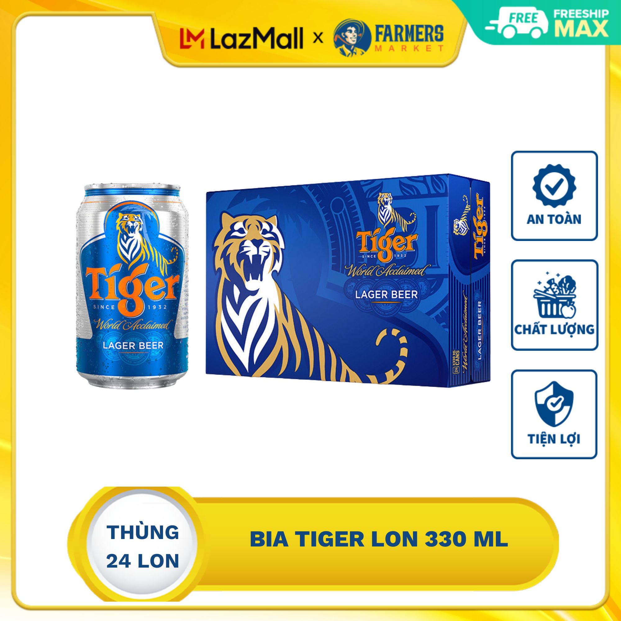 [Giao hàng toàn quốc] Thùng 24 Lon bia Tiger lon 330 ml