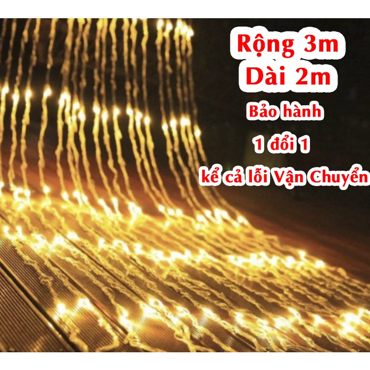 [Tặng kèm phụ kiện treo]Đèn Led Trang Trí Thả Mành - Thác Nước 10 Sợi( Ngang 3m - thả 2m) trang trí noel tết sự kiện