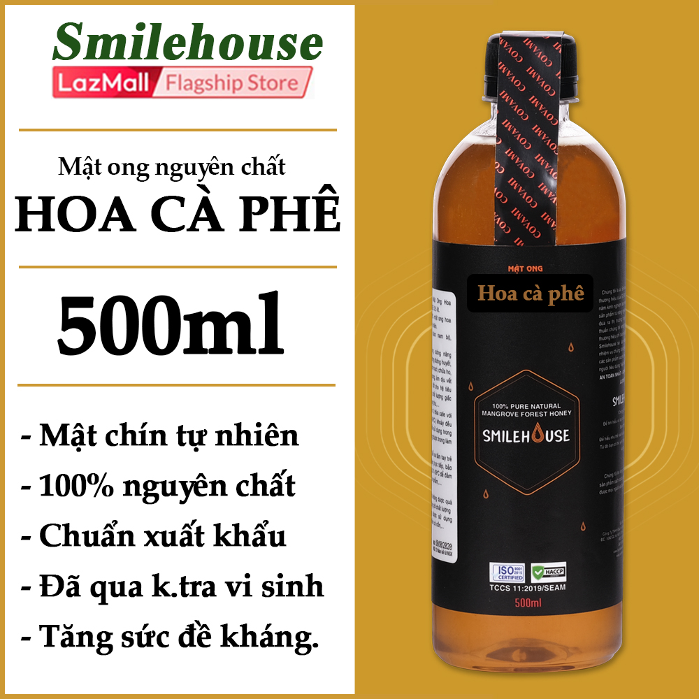 Mật ong nguyên chất hoa cà phê Smilehouse 500ml, nguyên chất, an toàn, cam kết đúng chất lượng, tăng sức đề kháng, tăng cường sức khỏe.