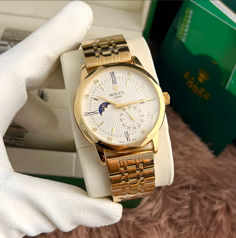 [ Hàng Xách Tay ] Đồng Hồ Nam Rolex Sun Moon Máy Cơ Size 40mm Lịch Ngày Sang Trọng, Mặt Kính Sapphir