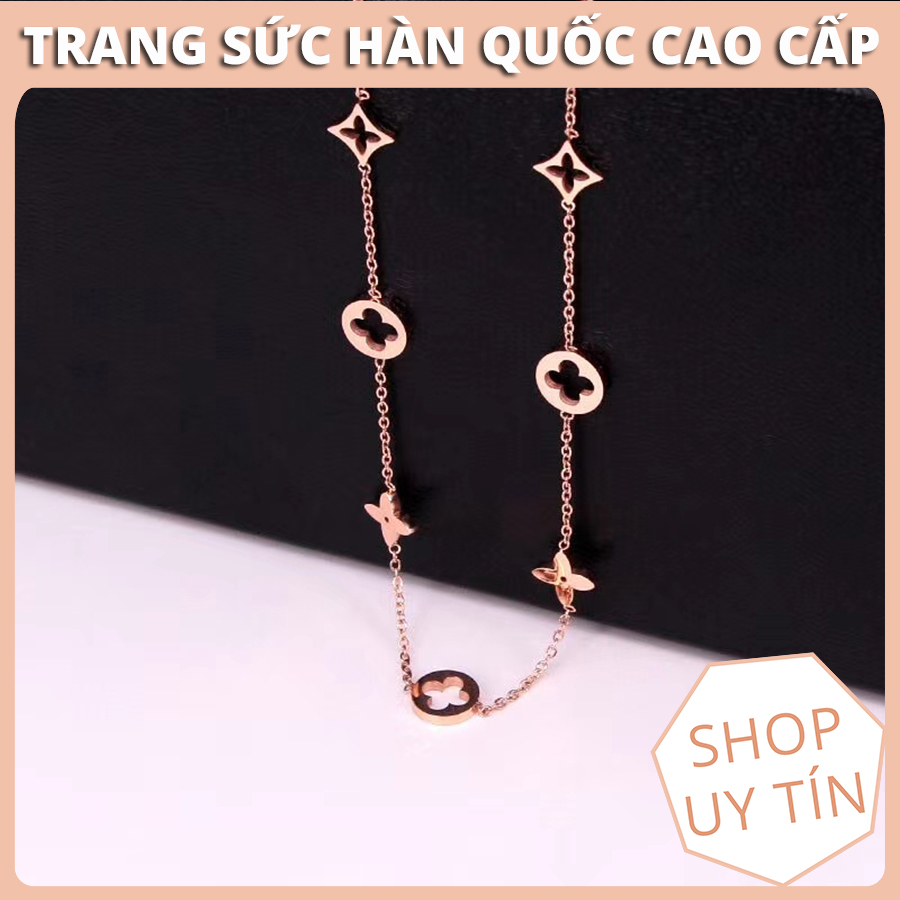 Dây chuyền nữ, dây chuyền titan ko đen mẫu lv02 cao cấp