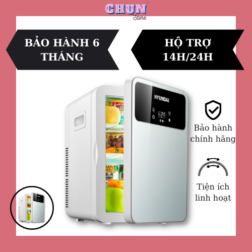 Tủ lạnh mini Hyundai chính hãng, dung tích 20L bảo quản mỹ phẩm sữa cho bé, để được trên xe hơi thuận tiện đi du lịch