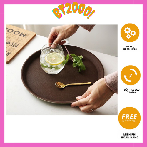 Khay phục vụ tròn size lớn chống trơn trượt nhựa cao cấp 35cm