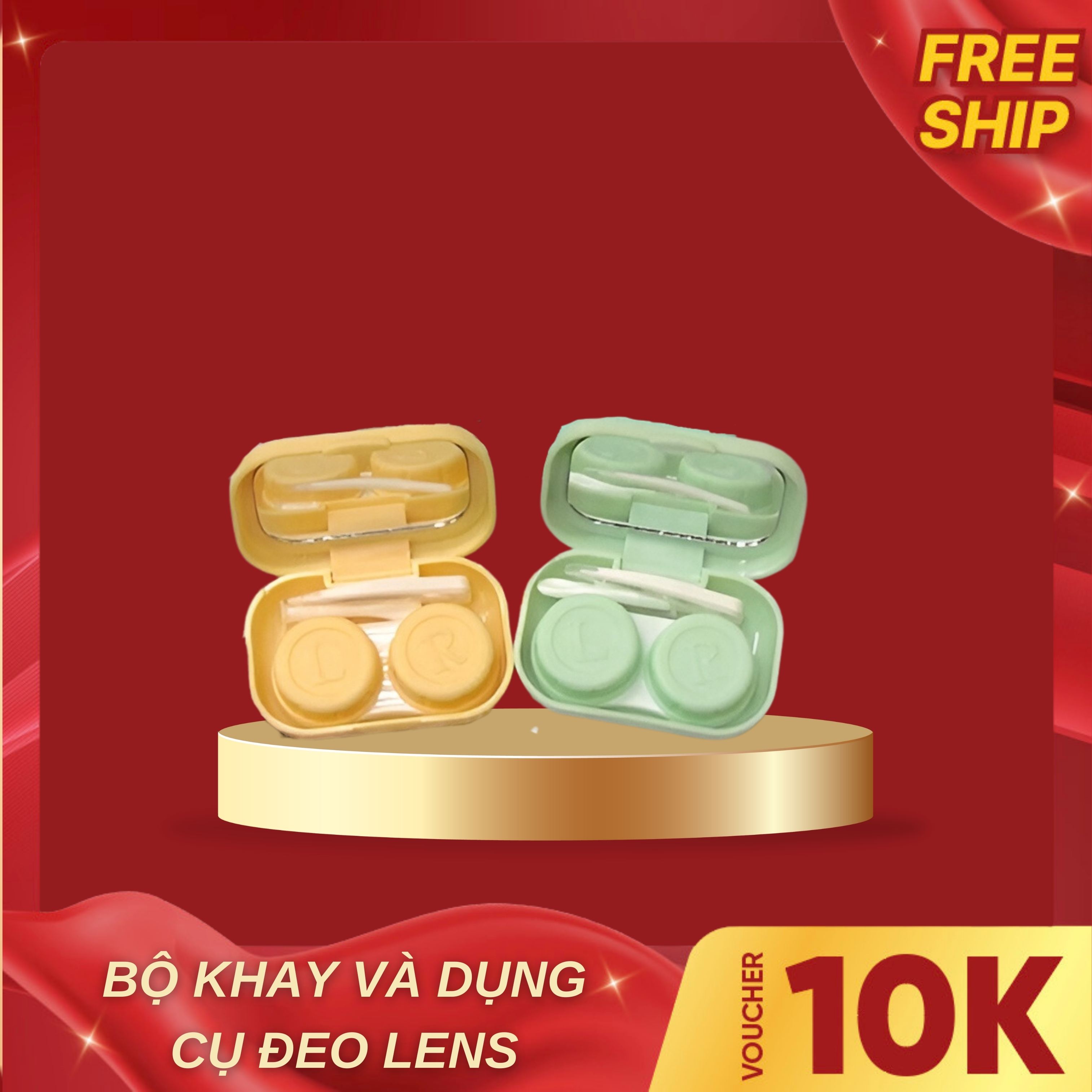 Bộ khay và dụng cụ đeo lens, khay đựng kính áp tròng - Lens Optic