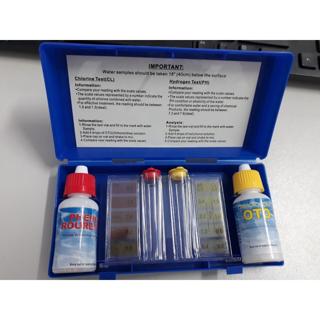 Bộ test nước hồ bơi, kiểm tra độ PH và Clo
