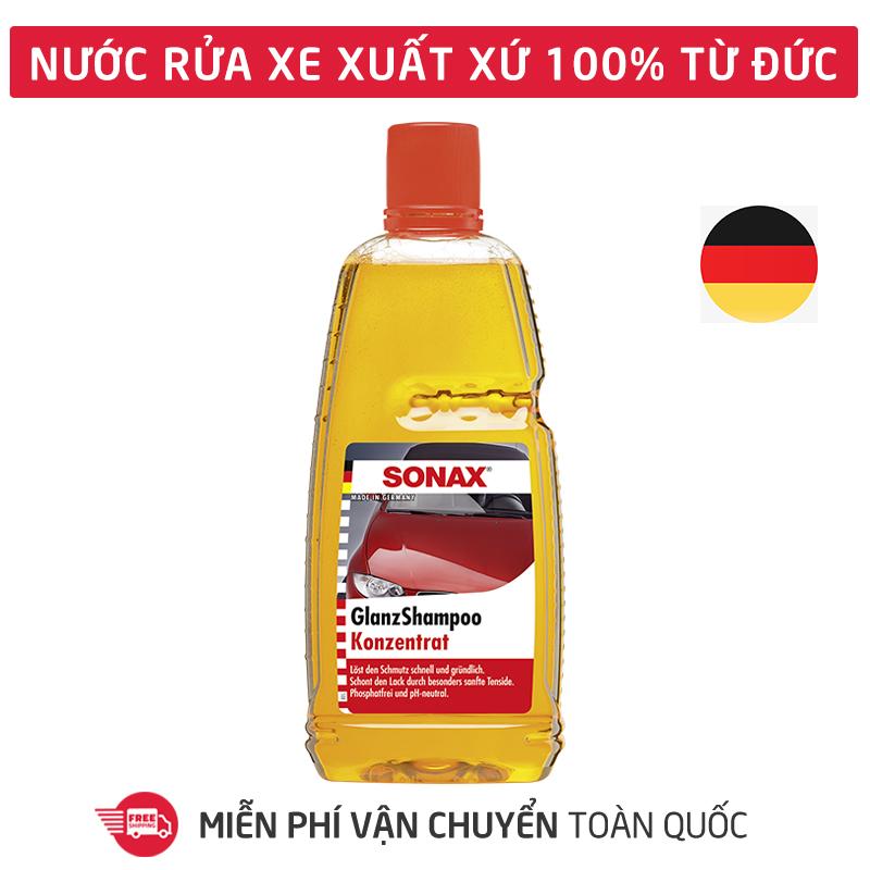 Dung dịch rửa xe,Nước rửa xe đậm đặc,chai dung dịch rửa và làm bóng xe hơi, ôtô, xe máy, honda, moto, xe tải, xe khách tạo bọt tuyết hương thơm Sonax Gloss Shampoo 1000ml SN-314300