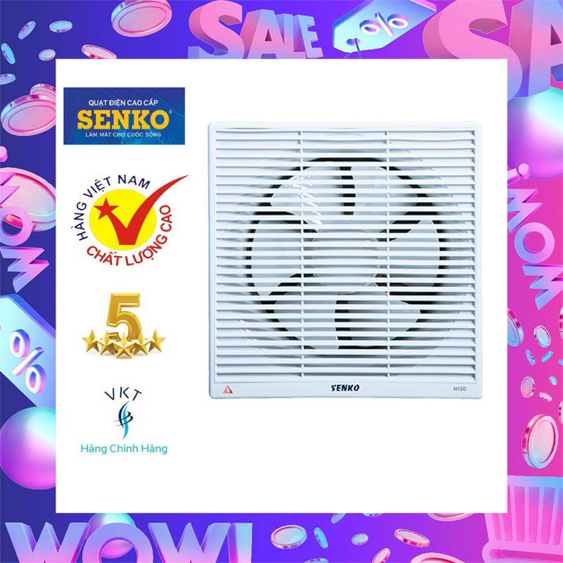 [FREESHIPMAX] Quạt Hút Thông Gió Âm Tường Senko H150 (30W) - Lỗ Khoét 20x20cm - Hàng Chính Hãng