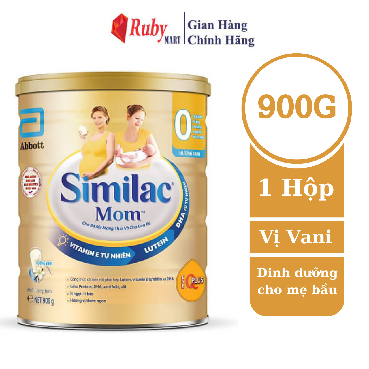 Date T2 25 Sữa bột Similac Mom IQ 900G hương vani bổ sung dinh dưỡng cho