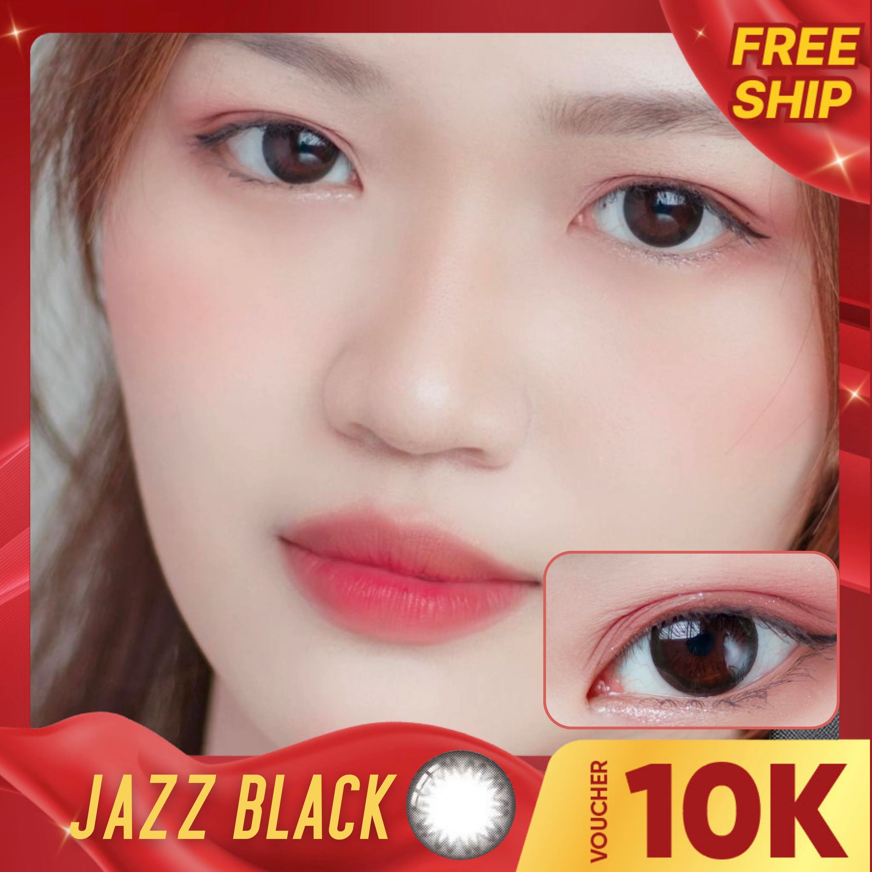 Kính áp tròng 1 ngày màu đen Jazz Black, lens đen dùng 1 lần cho mắt cận - Lens Optic