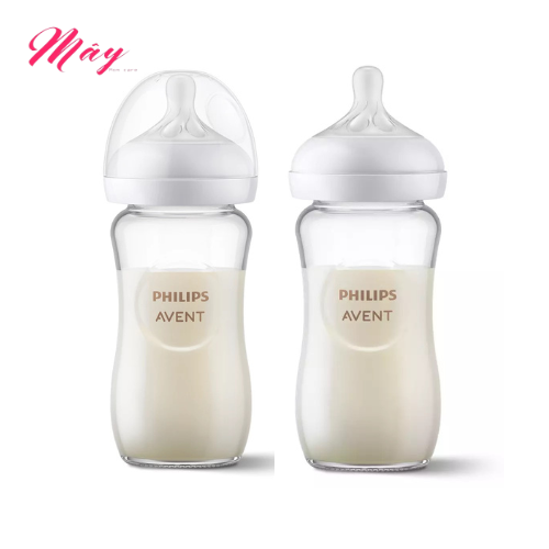 Bình sữa Avent Natural thủy tinh 240ml bản thị trường USA (SCY913/03) Mẫu mới
