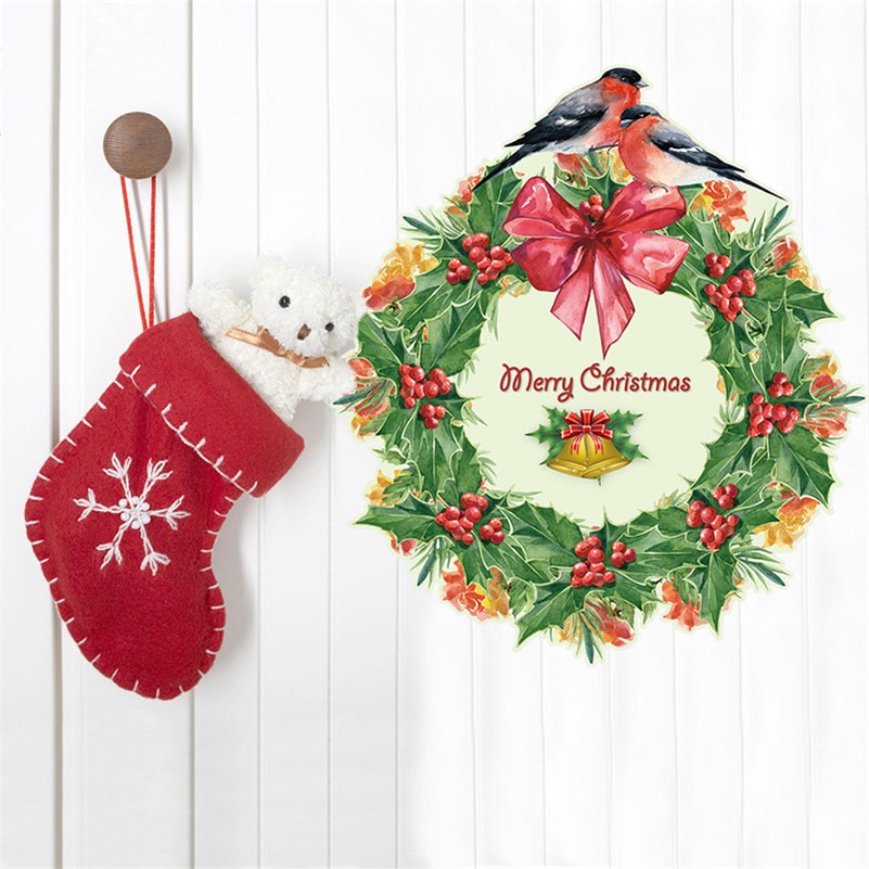 Decal dán tường Vòng nguyệt quế noel có sẵn keo dán BINBIN PK460