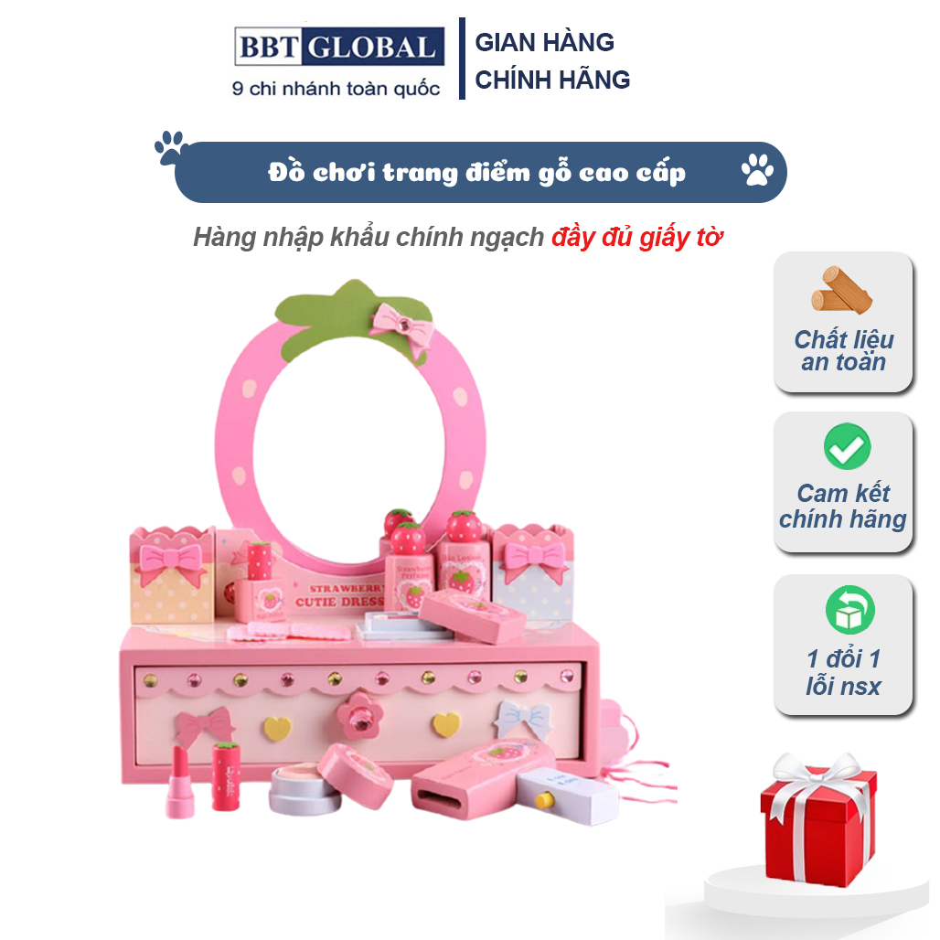 Đồ chơi trang điểm trẻ em cho bé nhiều chức năng bằng gỗ cao cấp BBT Global JYNC008 - do choi tre em trang diem cho be gai