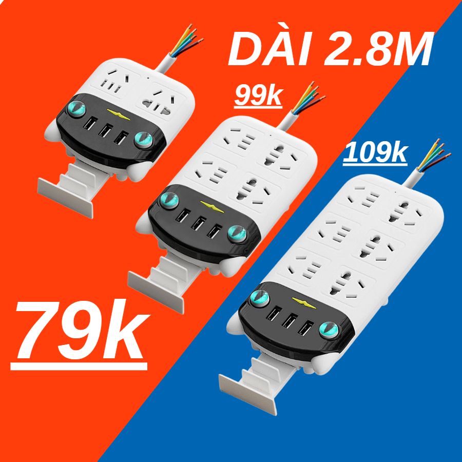 Ổ cắm điện mèo đa năng, Ổ cắm USB, cắm 3 chân, Ổ cắm tiện lợi an toàn nhiều chức năng, Ổ cắm điện chống giật Mẹ Bé Soko