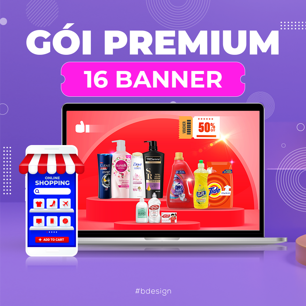 [[ GÓI PREMIUM  ]] Thiết kế gian hàng gói PREMIUM 16 banner chuyên nghiệp, bắt kịp xu hướng - B Design